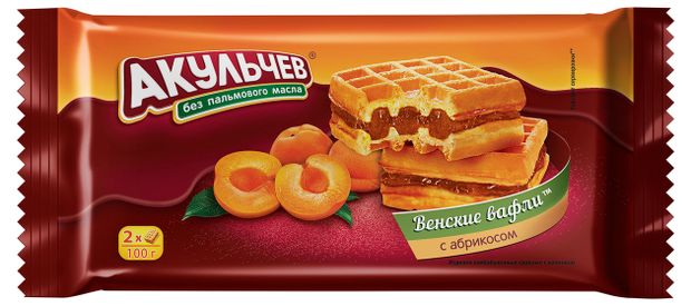 Вафли мягкие Акульчев Венские с абрикосом, 100 г