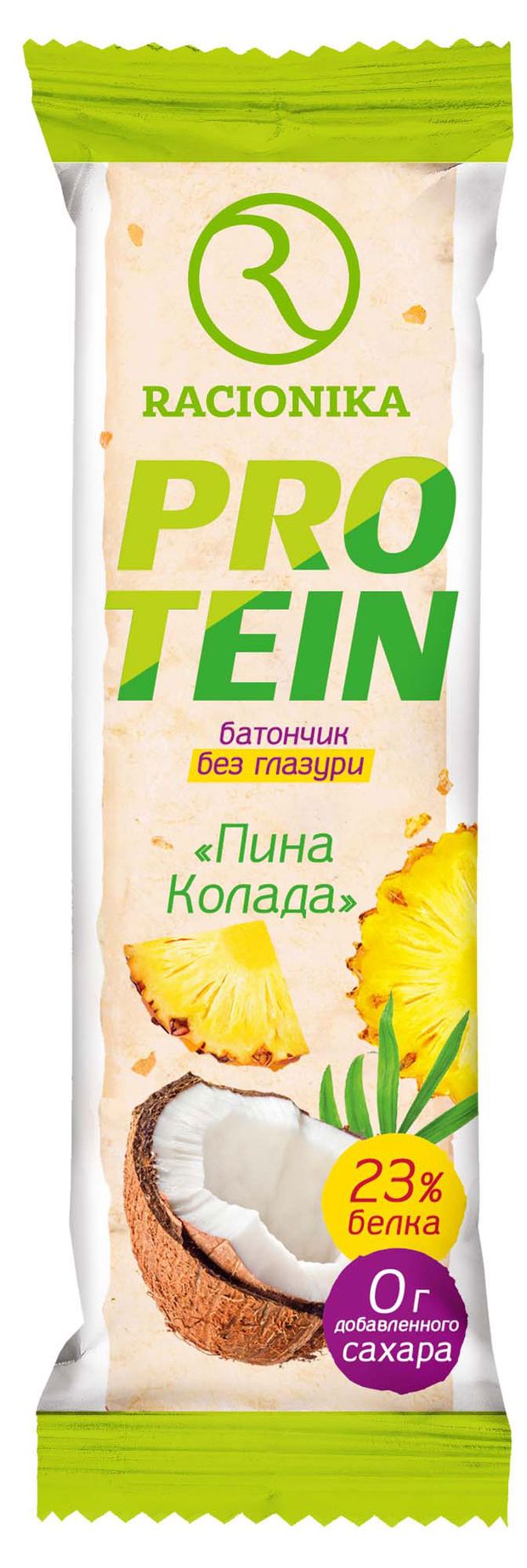 Чипсы, снеки, сухофрукты  Ашан Батончик протеиновый Racionika пина-колада, 45 г