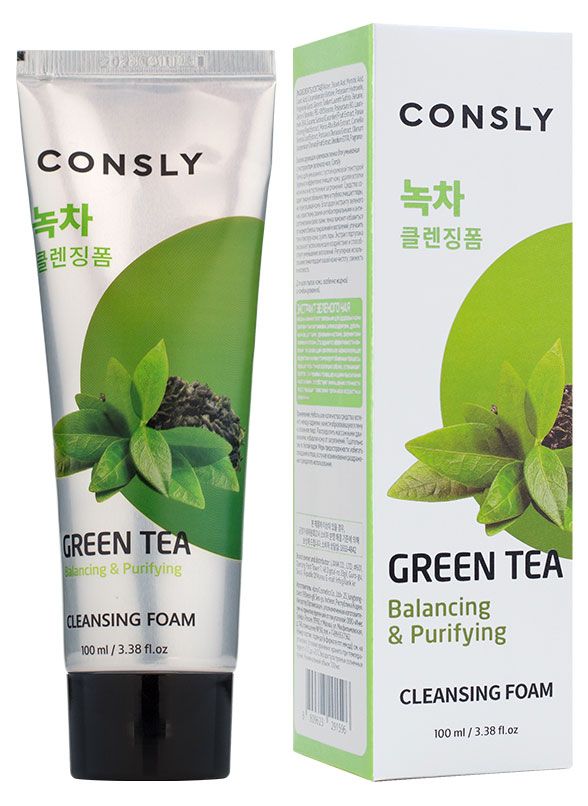 Пенка для умывания Consly Балансирующая кремовая с экстрактом зеленого чая, 100 мл