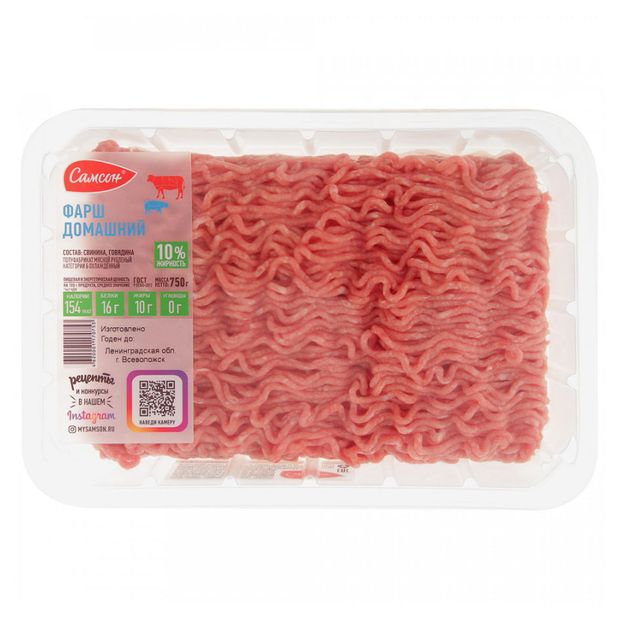 Фарш свино-говяжий Самсон Домашний 750 г 440₽