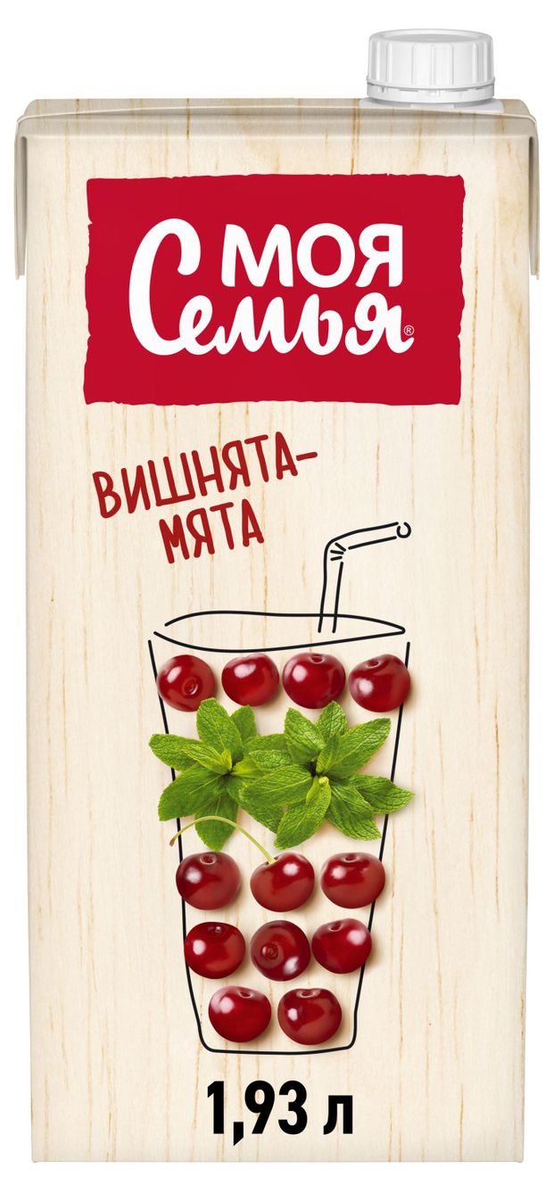 Напиток сокосодержащий Моя Семья Вишнята-Мята 193 л 180₽