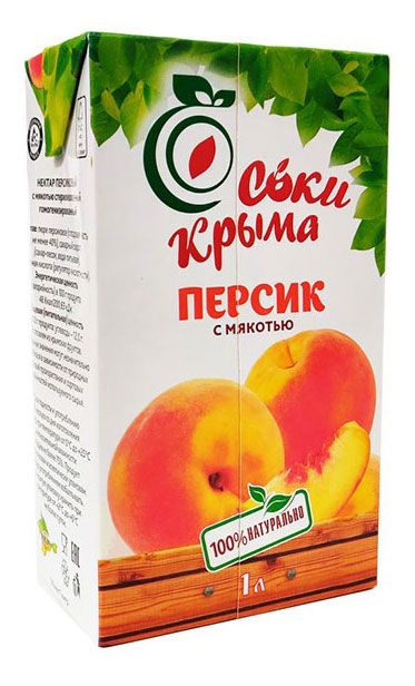 Нектар Соки Крыма Персик с мякотью, 1 л