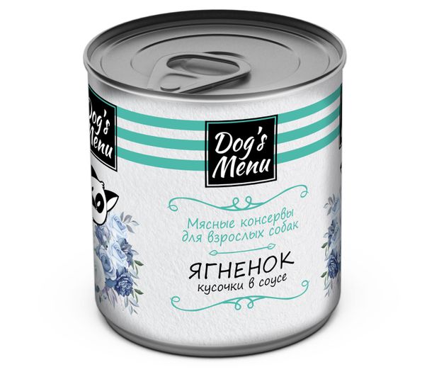 Консервы для взрослых собак Dog`s Menu с ягненком кусочки в соусе, 750 г