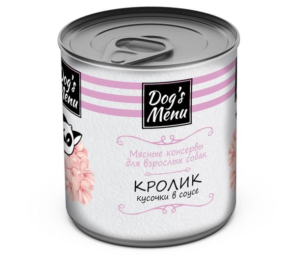 Консервы для взрослых собак Dog`s Menu с кроликом кусочки в соусе, 750 г