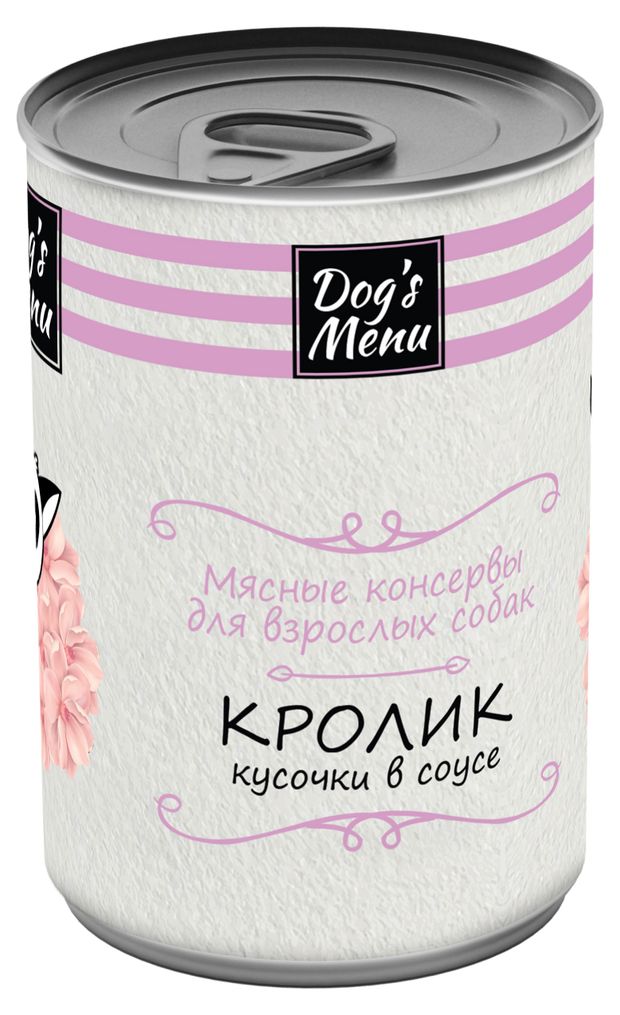Консервы для взрослых собак Dog`s Menu с кроликом кусочки в соусе, 340 г