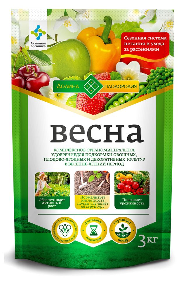 Удобрение универсальное Долина плодородия Весна органоминеральное, 3 кг