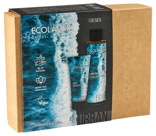 Мужской подарочный набор Ecolatier Urban Men Care: Гель для душа 2в1 + крем для бритья
