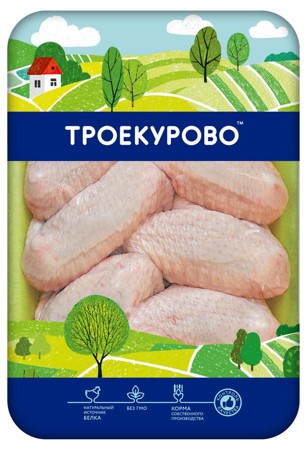 Крылья цыпленка-бройлера Троекурово охлажденные, ~ 1 кг