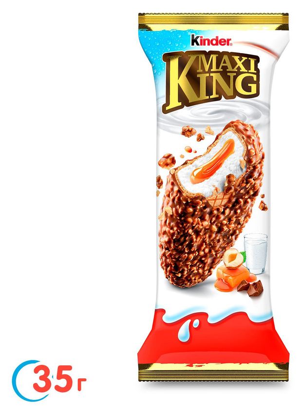Пирожное бисквитное Kinder Макси кинг с шоколадом и дроблеными лесными орехами, 35 г