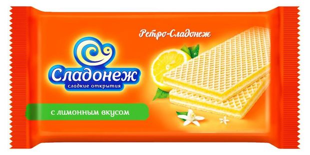 Вафли Сладонеж Ретро с лимонным вкусом, 65 г