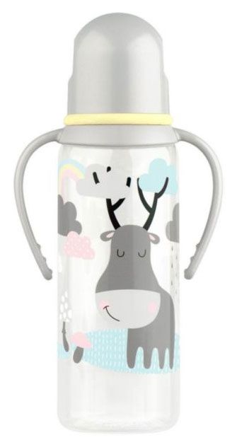 Бутылочка детская Lubby с ручками серая с 0 мес., 250 мл