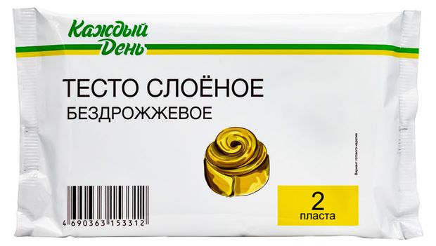 Тесто замороженное слоеное Каждый День бездрожжевое 500 г 70₽