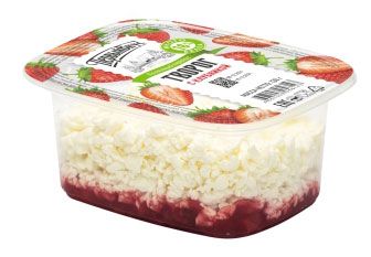 Творог рассыпчатый сладкий Первый вкус с клубникой 4,3% БЗМЖ, 130 г