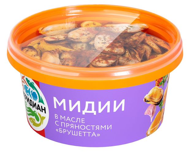 Мидии Меридиан с пряностями Брушетта в масле, 430 г