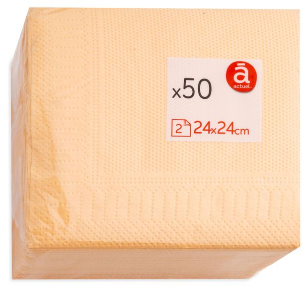 Салфетки бумажные Actuel 2-слойные персиковые, 50 шт