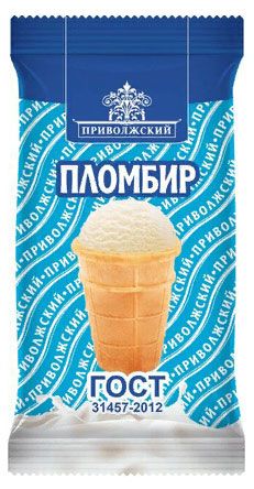 Мороженое пломбир ДавАйс Приволжский ванильное в вафельном стаканчике БЗМЖ, 90 г