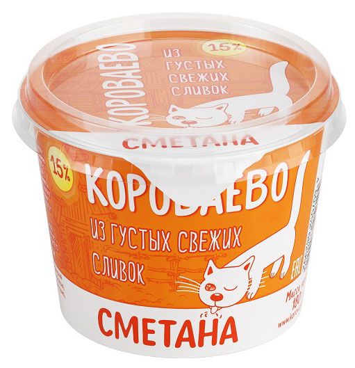 Сметана Короваево 15%, 180 г
