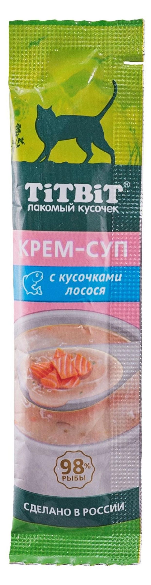 Лакомство для кошек TiTBiT Крем-суп с кусочками лосося, 10 г