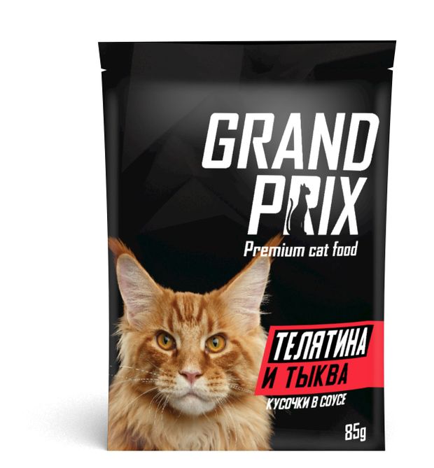 Корм для кошек Grand prix кусочки в соусе Телятина и тыква, 85 г