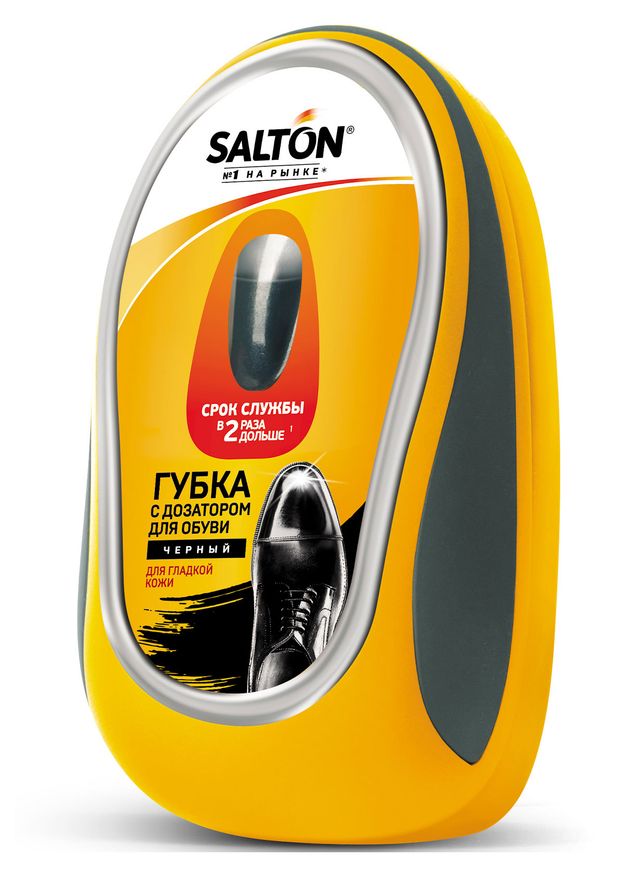 Губка для обуви из гладкой кожи Salton черная с дозатором, 1 шт