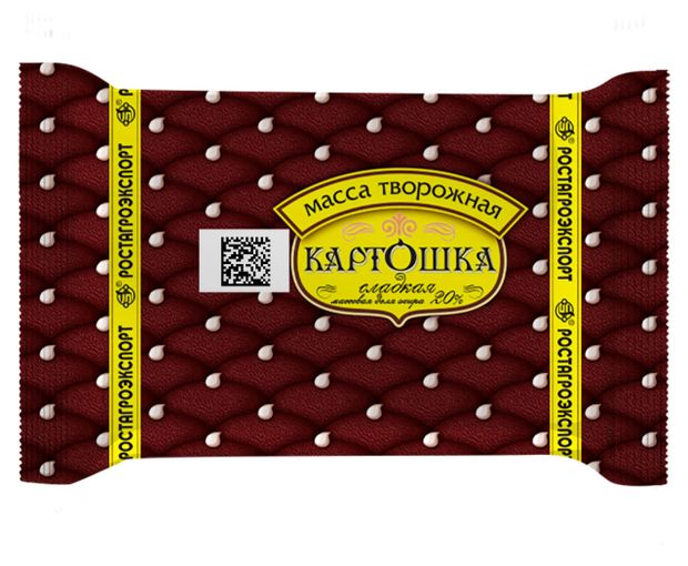 Масса творожная РостАгроЭкспорт сладкая картошка брикет 20% БЗМЖ, 100 г