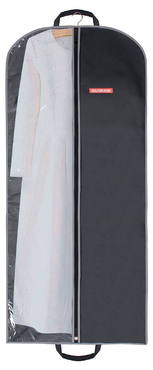 Чехол для одежды Hausmann со стенкой и ручками черный 60x140 см 470₽