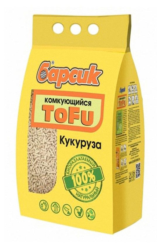 Наполнитель для кошачьего туалета Барсик Tofu Кукуруза комкующийся 454 л 540₽