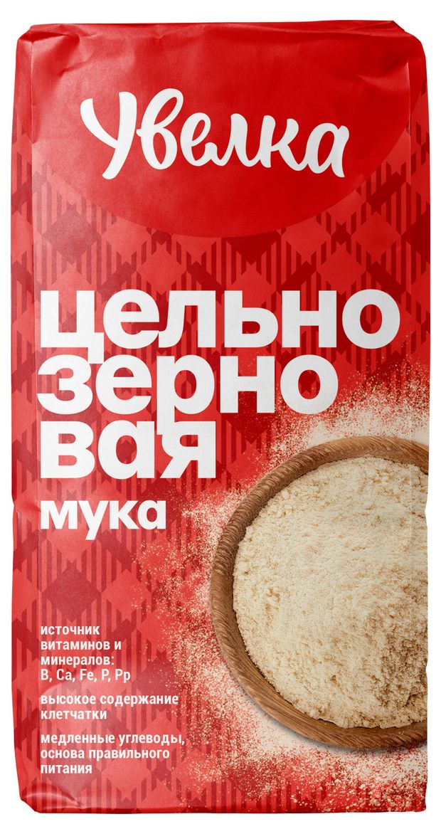 Мука пшеничная Увелка цельнозерновая, 1,9 кг