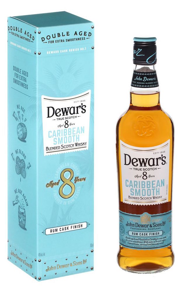 Виски Dewar's Caribbean Smooth 8 Years в подарочной упаковке Великобритания, 0,7 л