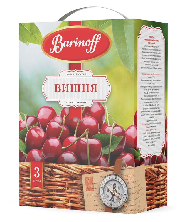 Напиток сокосодержащий Баринофф вишнёвый, 3 л
