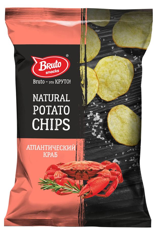 Чипсы картофельные Bruto Natural potato chips атлантический краб 60 г 75₽