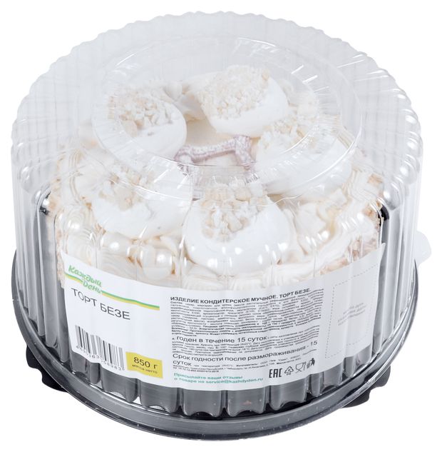 Торт воздушный Каждый день Безе со сливочным кремом охлажденный, 500 г
