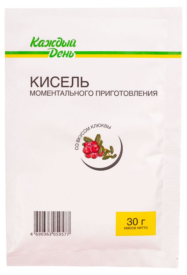 Кисель Каждый день моментального приготовления вкусом клюквы, 30 г