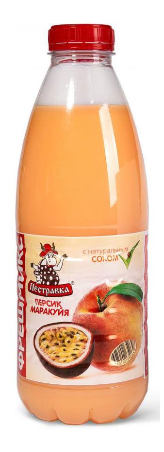 Напиток сывороточный Пестравка Фрешмикс с соком персик маракуйя БЗМЖ охлажденный, 900 мл