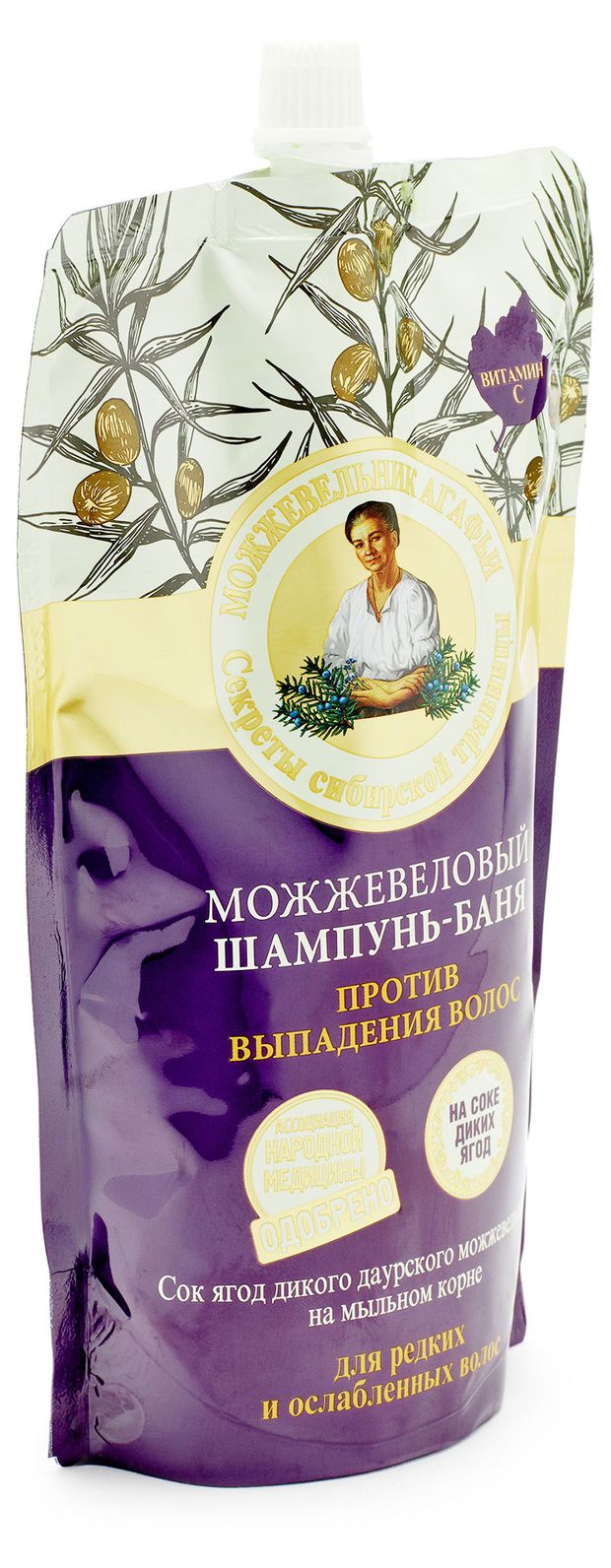 Шампунь для волос Рецепты Бабушки Агафьи Против выпадения волос можжевеловый, 500 мл