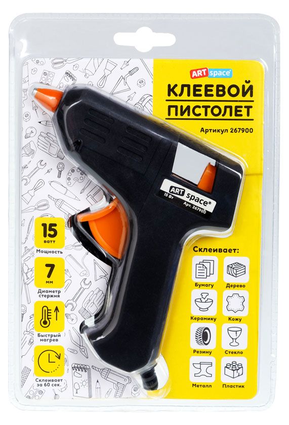 Клеевой пистолет ArtSpace 15Вт для стержня 7мм 400₽