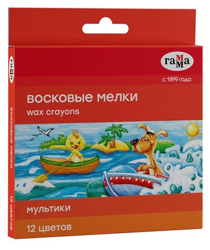 фото Мелки восковые гамма мультики круглые, 12 цветов