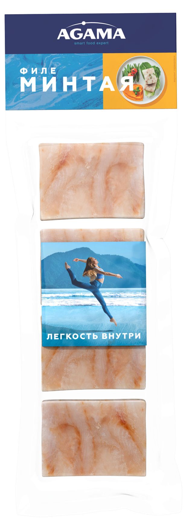 Минтай замороженный Agama филе без кожи порционное брусочки, 400 г