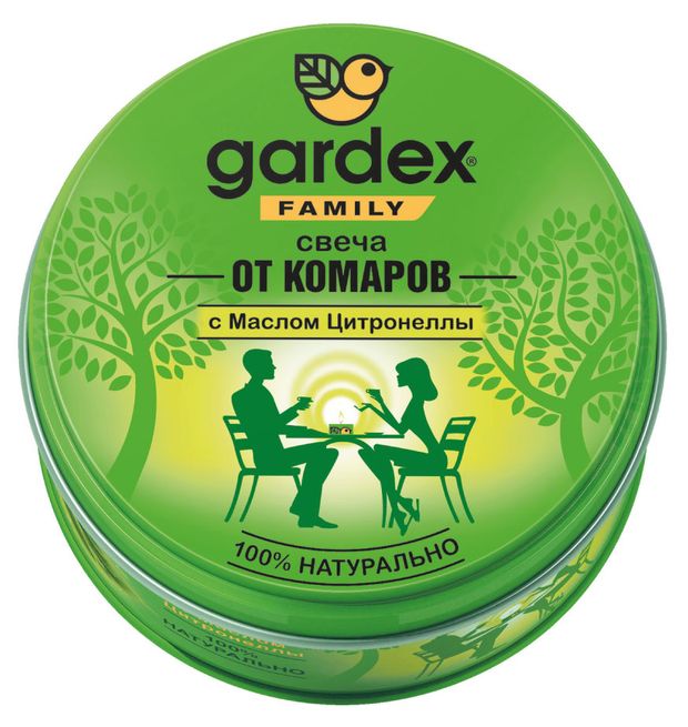 Свеча репеллентная от комаров Gardex Family белая до 30 часов 110 г 350₽