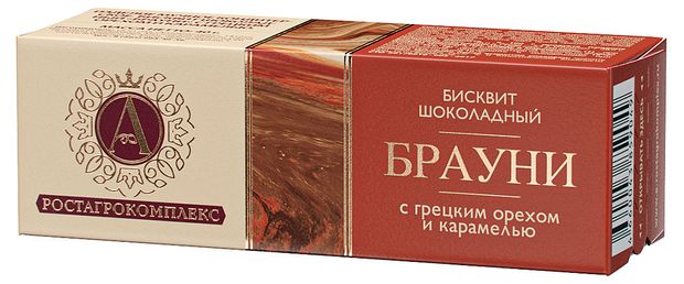 Брауни шоколадный бисквит А.Ростагрокомплекс с грецким орехом и карамелью, 40 г