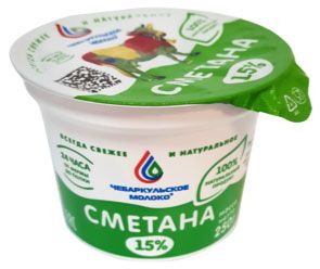 Сметана Чебаркульское молоко 15% БЗМЖ, 250 г