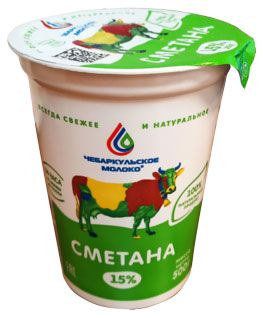 Сметана Чебаркульское молоко 15% БЗМЖ, 500 г