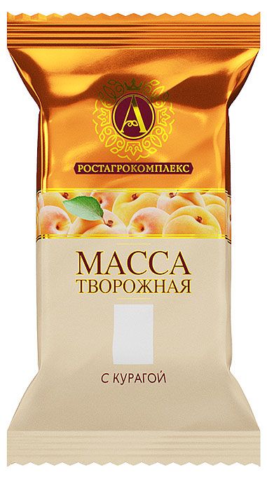 Масса творожная А.Ростагрокомплекс с курагой брикет 20% БЗМЖ, 180 г
