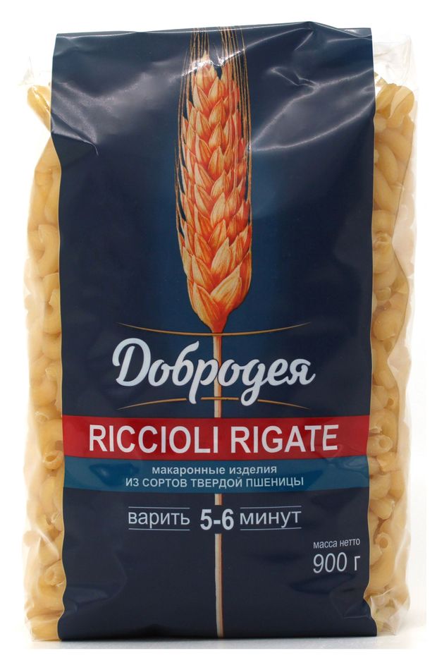 Макаронные изделия Добродея Riccioli Rigate, 900 г