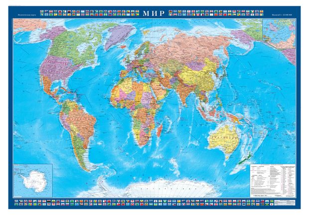 Карта настенная Атлас Принт Мир, 1,57х1,07 м