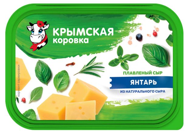 Сыр плавленый Янтарь Крымская Коровка 50% БЗМЖ, 380 г