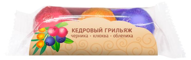 Грильяж кедровый Siberian Cedar ассорти клюква черника облепиха, 40 г