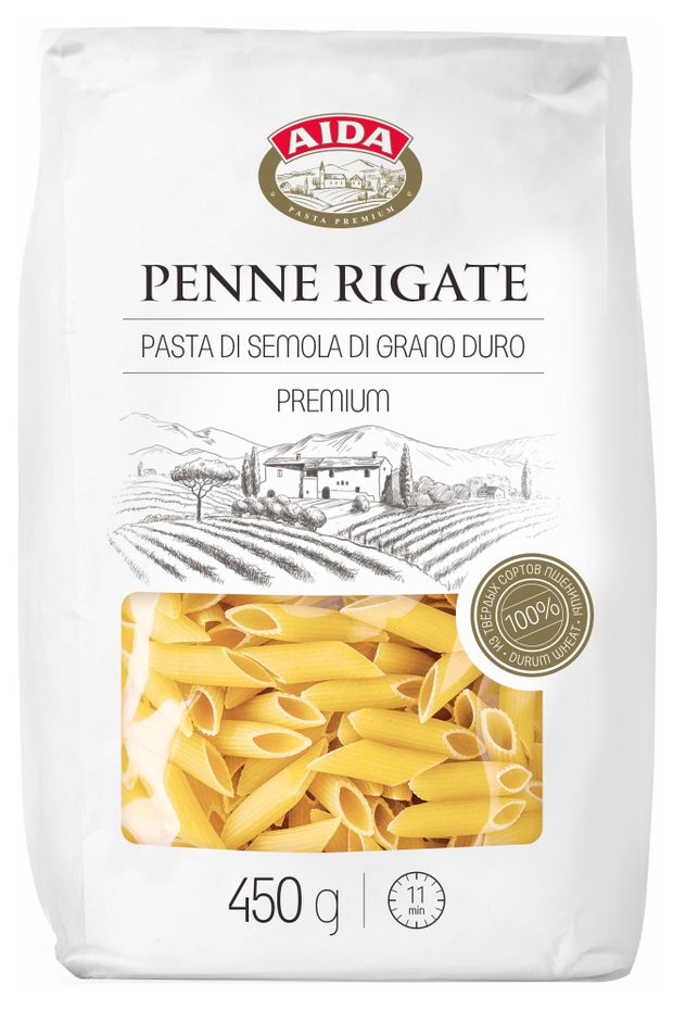 Макаронные изделия Aida Penne Rigate перья, 450г