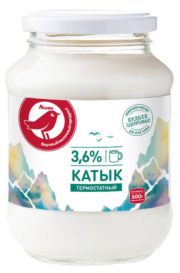 Продукт кисломолочный Катык АШАН Красная птица БЗМЖ охлажденный, 500 г
