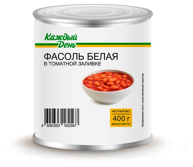 Фасоль Каждый день белая в томатном соусе, 400 г